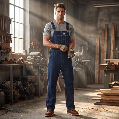 🏆𝐎𝐟𝐟𝐢𝐜𝐢𝐚𝐥 𝐁𝐫𝐚𝐧𝐝 𝐒𝐭𝐨𝐫𝐞Men’sDurable Denim Bib Overalls with Adjustable Shoulder Straps & Multi‑Purpose Utility Pockets