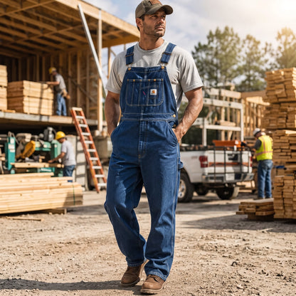 🏆𝐎𝐟𝐟𝐢𝐜𝐢𝐚𝐥 𝐁𝐫𝐚𝐧𝐝 𝐒𝐭𝐨𝐫𝐞Men’sDurable Denim Bib Overalls with Adjustable Shoulder Straps & Multi‑Purpose Utility Pockets