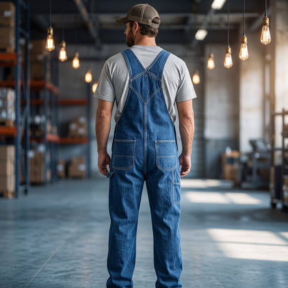 🏆𝐎𝐟𝐟𝐢𝐜𝐢𝐚𝐥 𝐁𝐫𝐚𝐧𝐝 𝐒𝐭𝐨𝐫𝐞Men’sDurable Denim Bib Overalls with Adjustable Shoulder Straps & Multi‑Purpose Utility Pockets