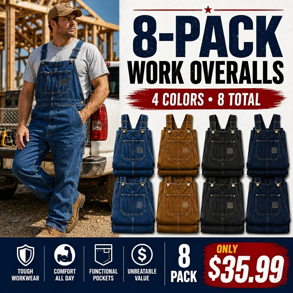 🏆𝐎𝐟𝐟𝐢𝐜𝐢𝐚𝐥 𝐁𝐫𝐚𝐧𝐝 𝐒𝐭𝐨𝐫𝐞Men’sDurable Denim Bib Overalls with Adjustable Shoulder Straps & Multi‑Purpose Utility Pockets